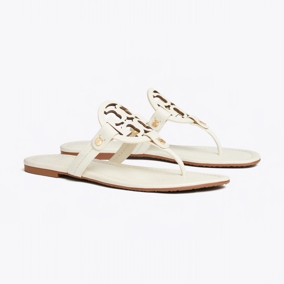 NEW 9 Tory Burch Leather Miller Sandals Bleach - Picture 4 of 12